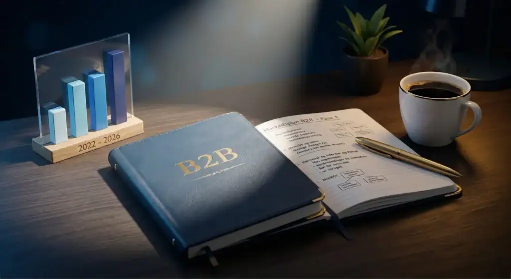 B2B-markedsføring med rapport og notat for 2025.
