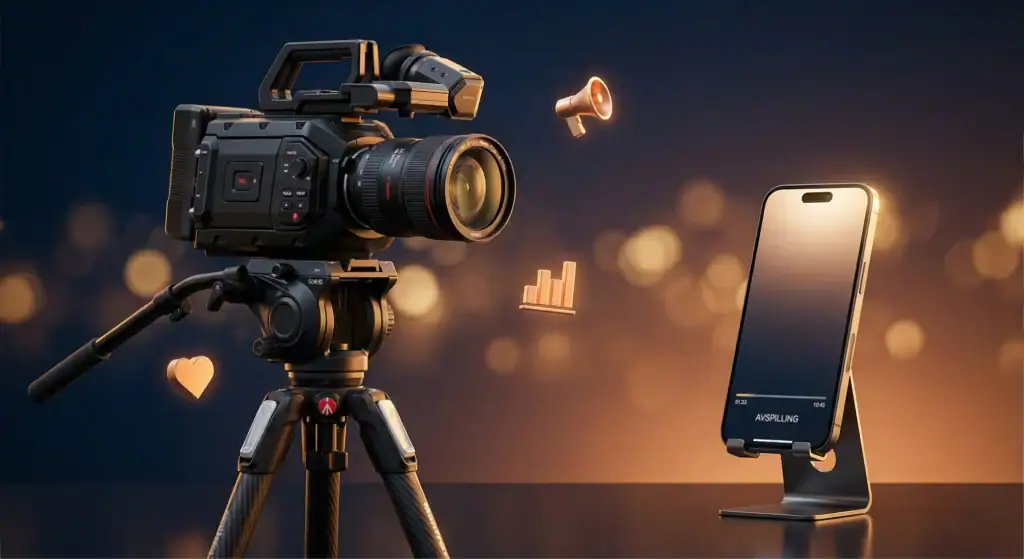 Videokamera og smarttelefon for effektiv videomarkedsføring i Oslo.